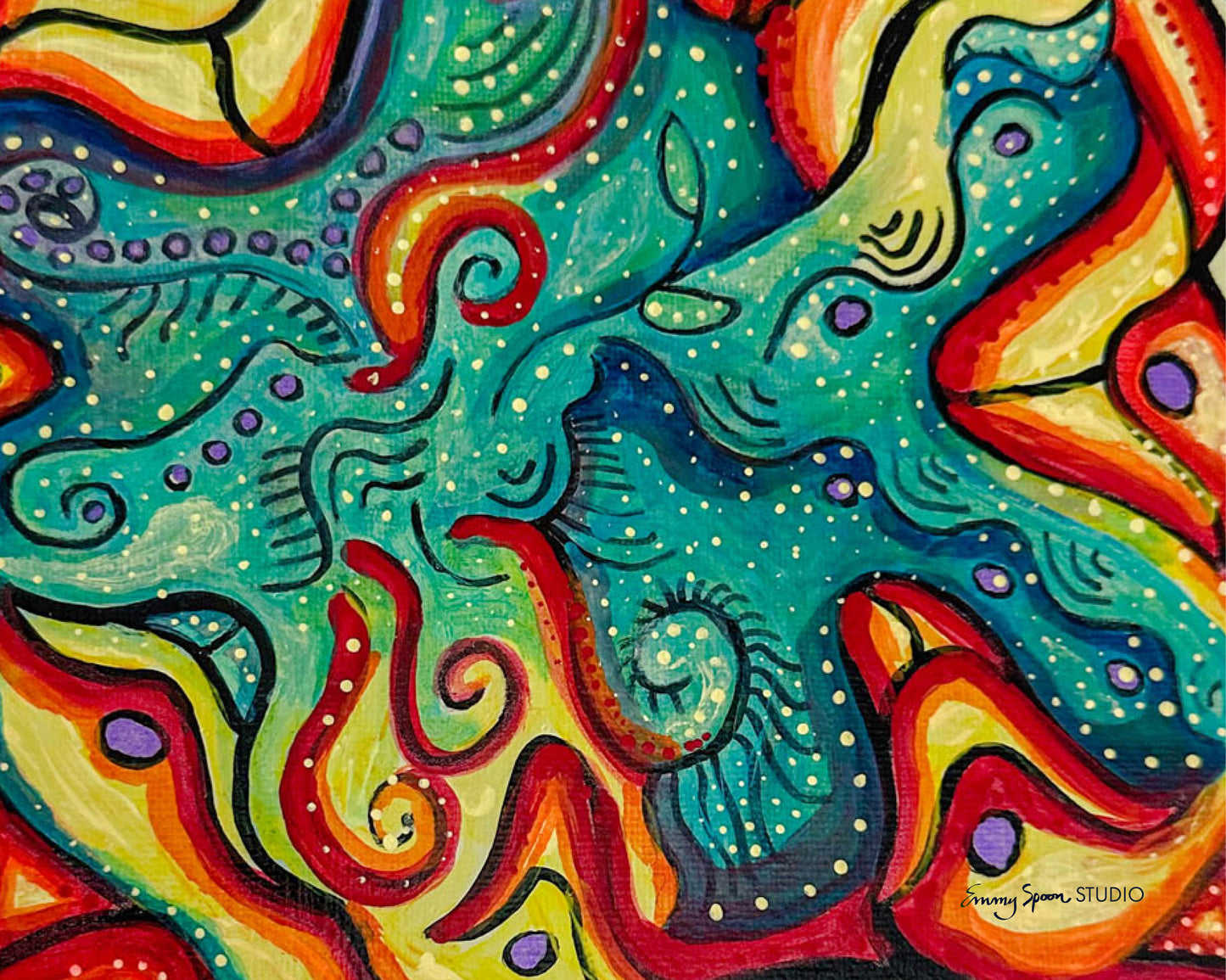 Celestial Bloom – 8x8 Original Abstract Acrylic Painting by Emmy Spoon
