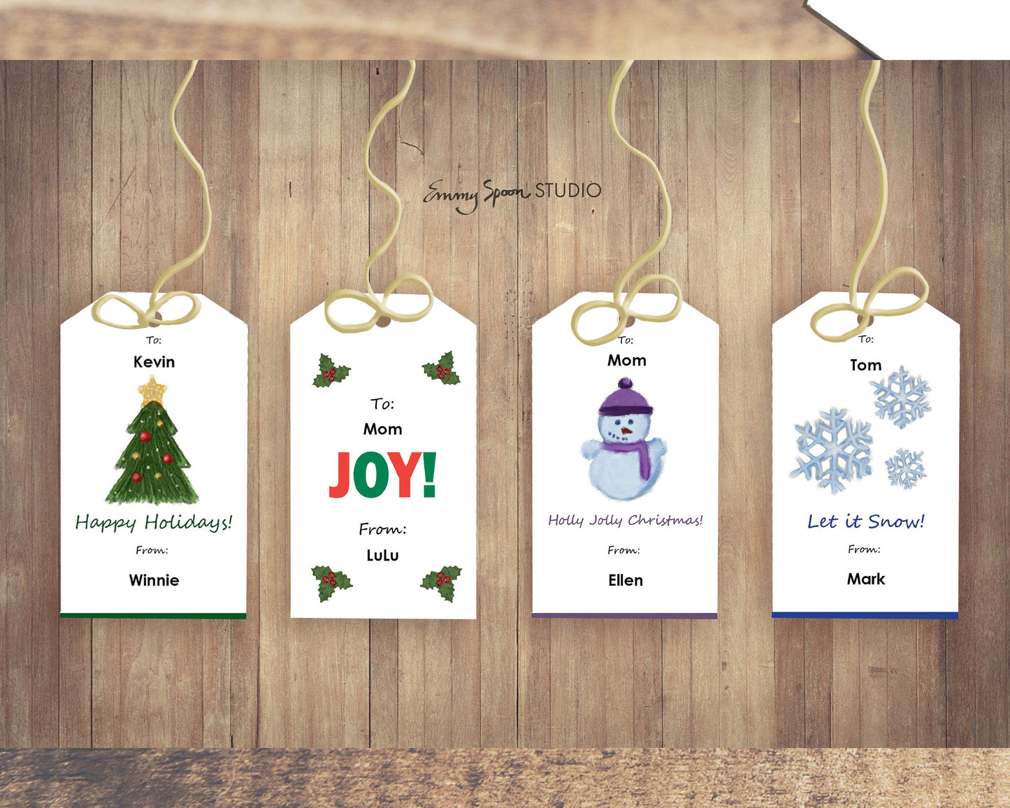 Editable Holiday Gift Tags PDF Editable Instant Download by Emmy Spoon Studio