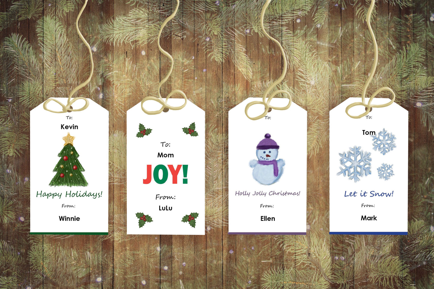 Editable Holiday Gift Tags PDF Editable Instant Download by Emmy Spoon Studio