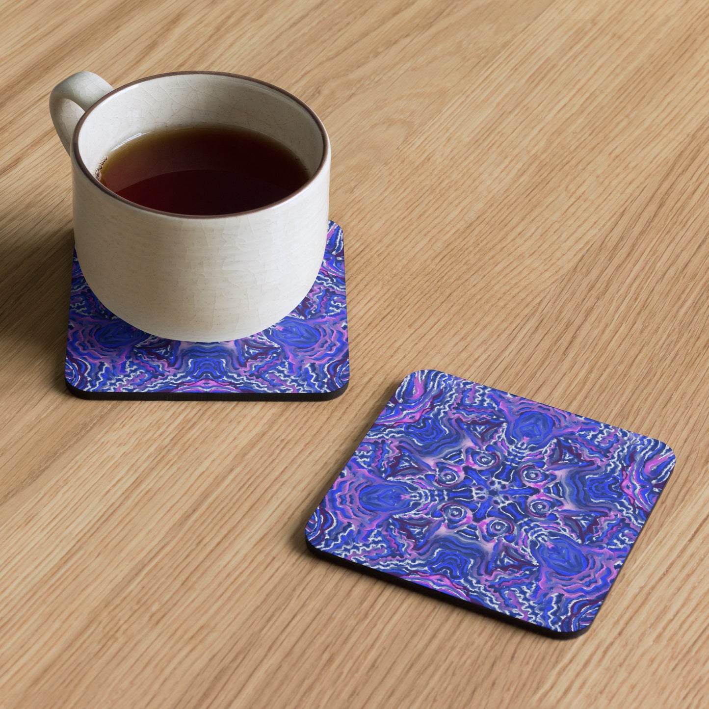 Indigo Flow Cork-back coaster