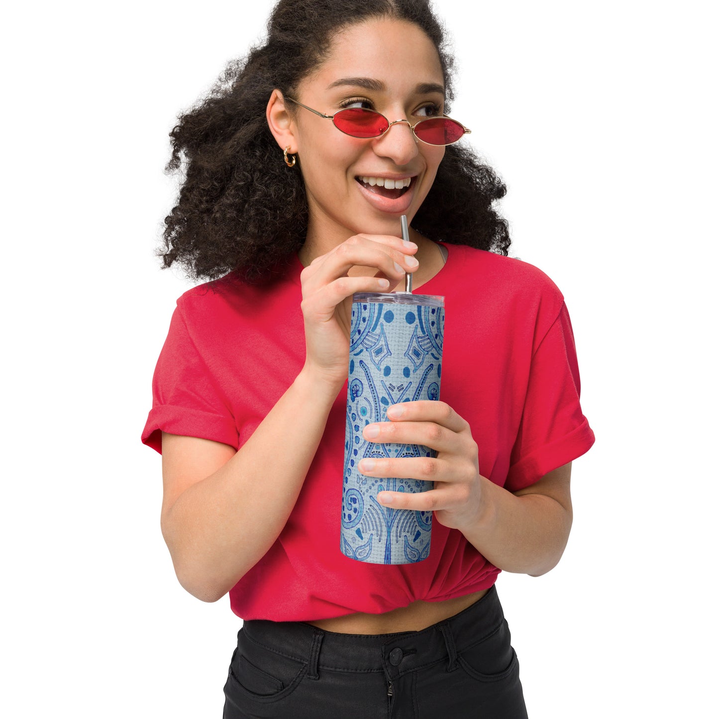 Blue Wash Stainless Steel Tumbler by Emmy Spoon