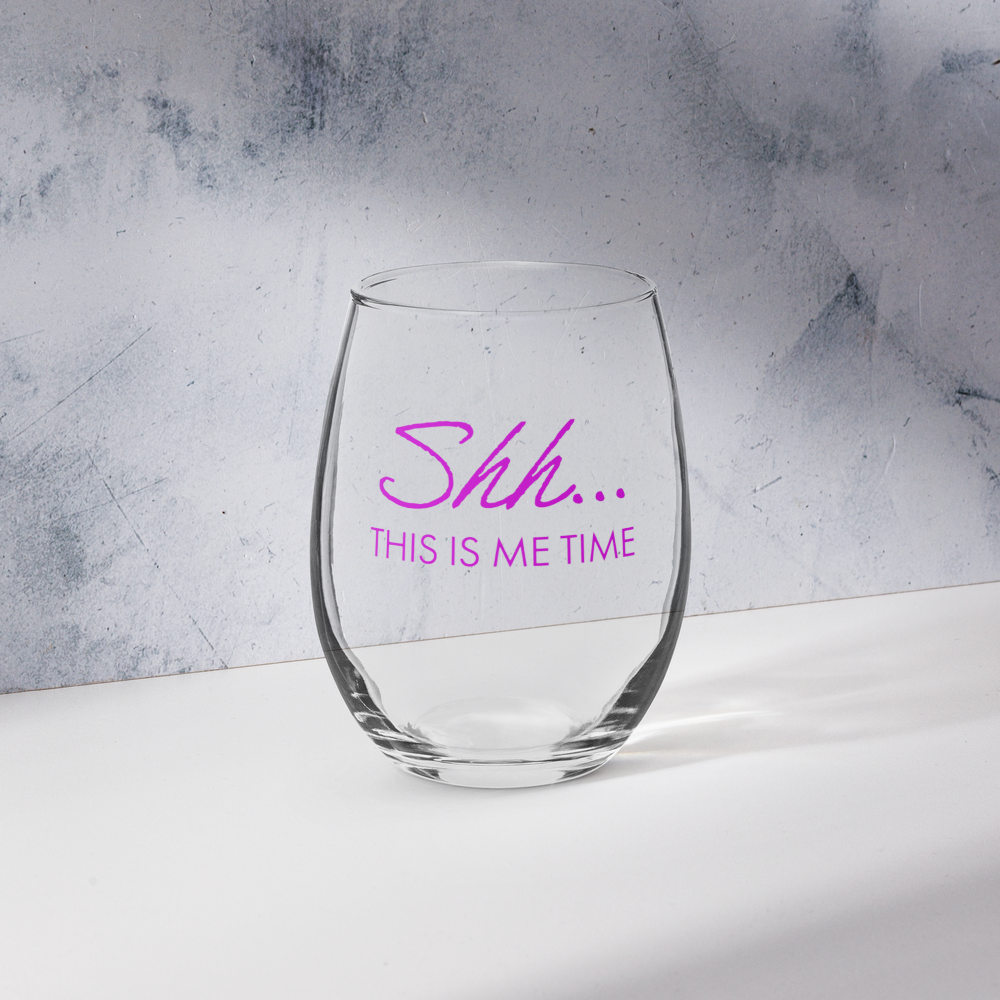 Product mockup Shh..This is Me Time Stemless Wine Glass by Emmy Spoon