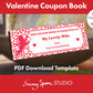 Valentine Coupon Book "This Coupon Book is Presented to My Lovely Wife "From Your loving husband", Emmy Spoon Studio, Editable Coupon Fields in Template