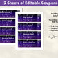 2 Sheets of Editable Coupons. Each page is 8.5x11. You will be able to edit text: to & from, coupon title, expiration date by Emmy Spoon
