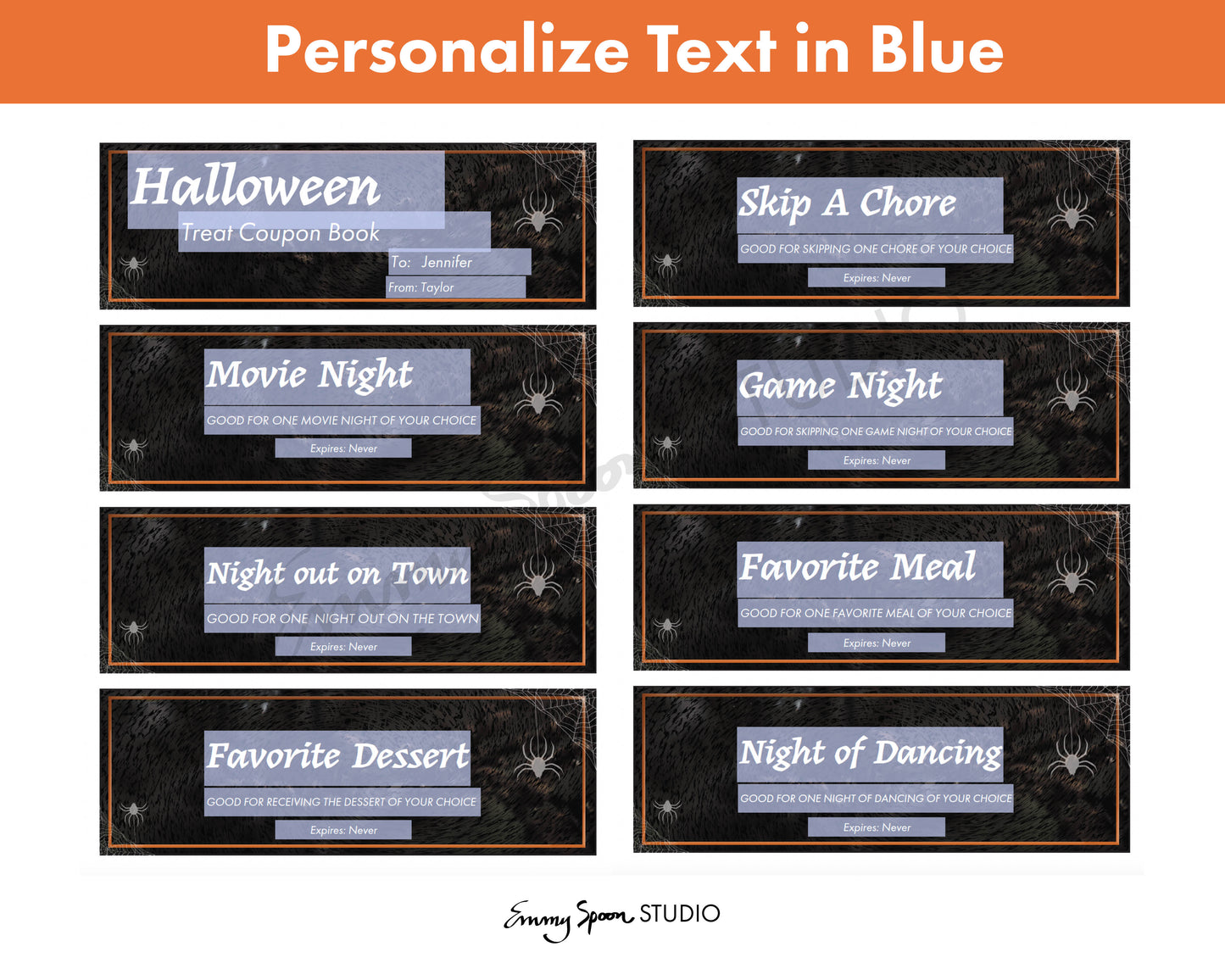 Halloween Editable Coupons (Spooky), Personalized Coupons, Digital Download, PDF