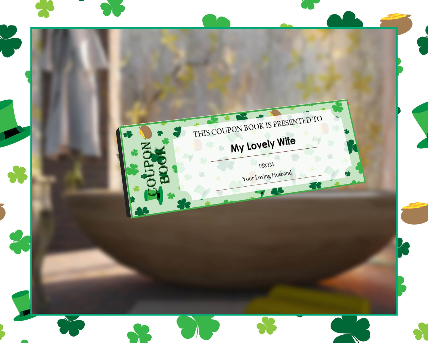 St Patrick’s Day Editable Coupons with Bonus Digital Paper Pack, Personalized Coupons, Printable Paper, Stationary, Letterhead