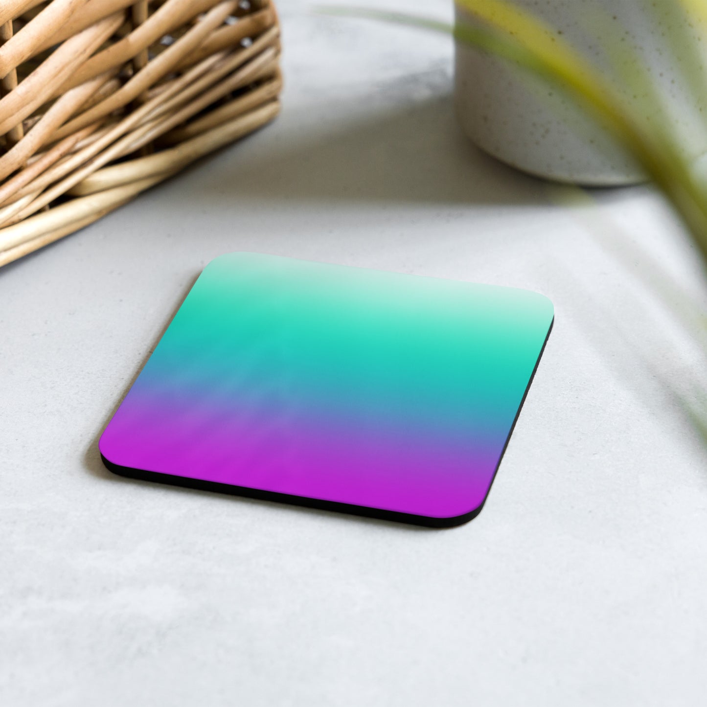 Purple and Blue Ombre Cork-back coaster