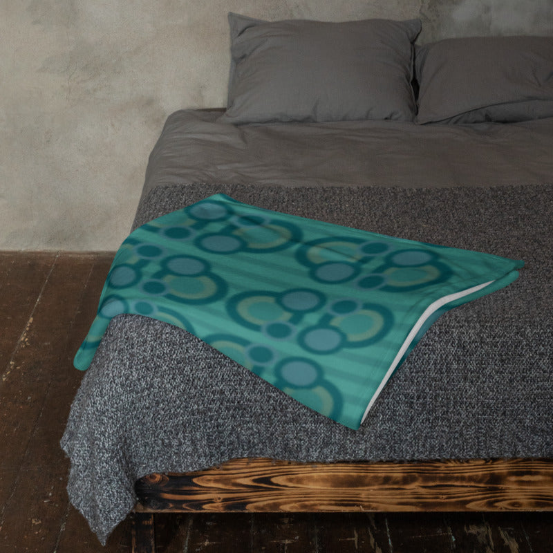 Teal Circle Pattern Throw Blanket