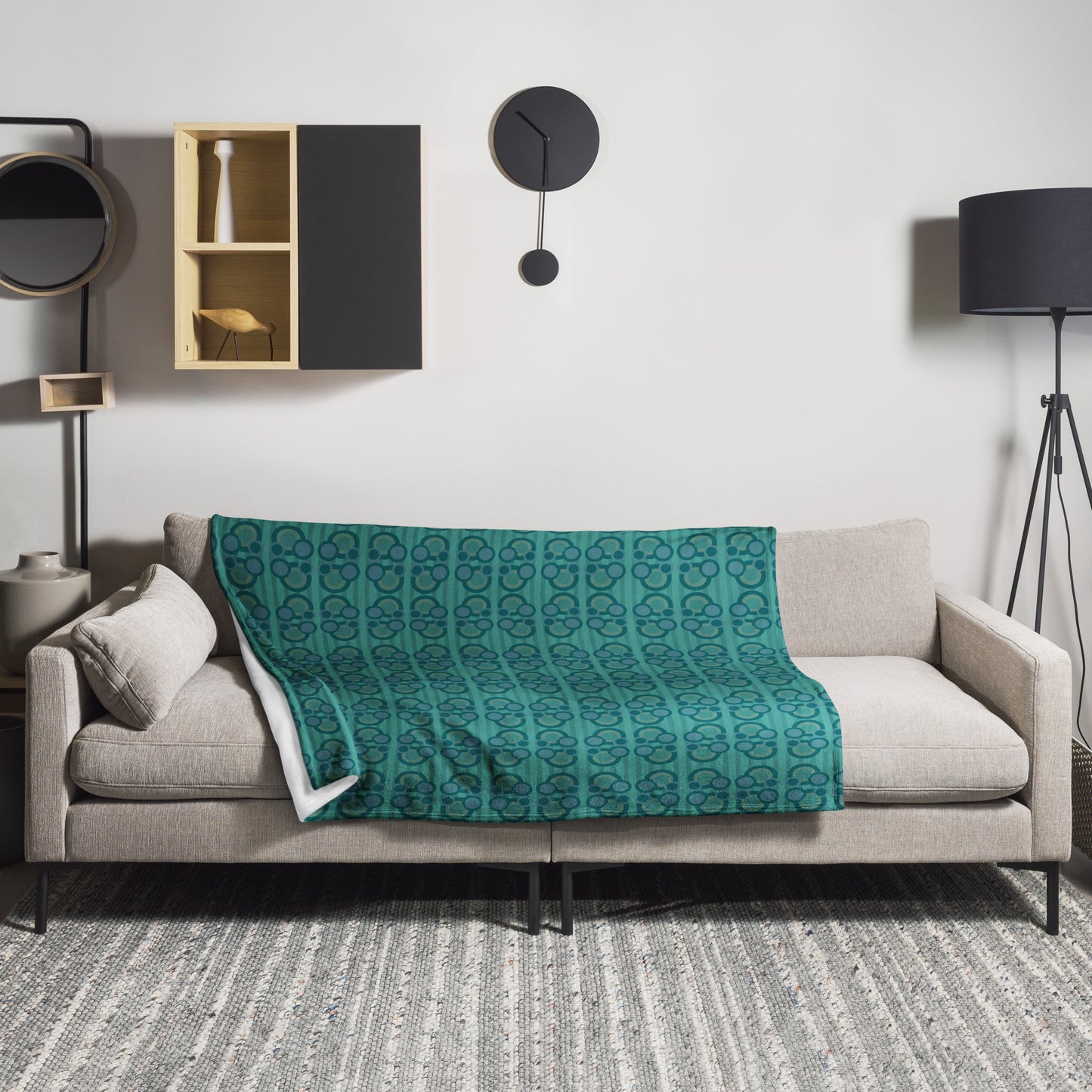 Teal Circle Pattern Throw Blanket