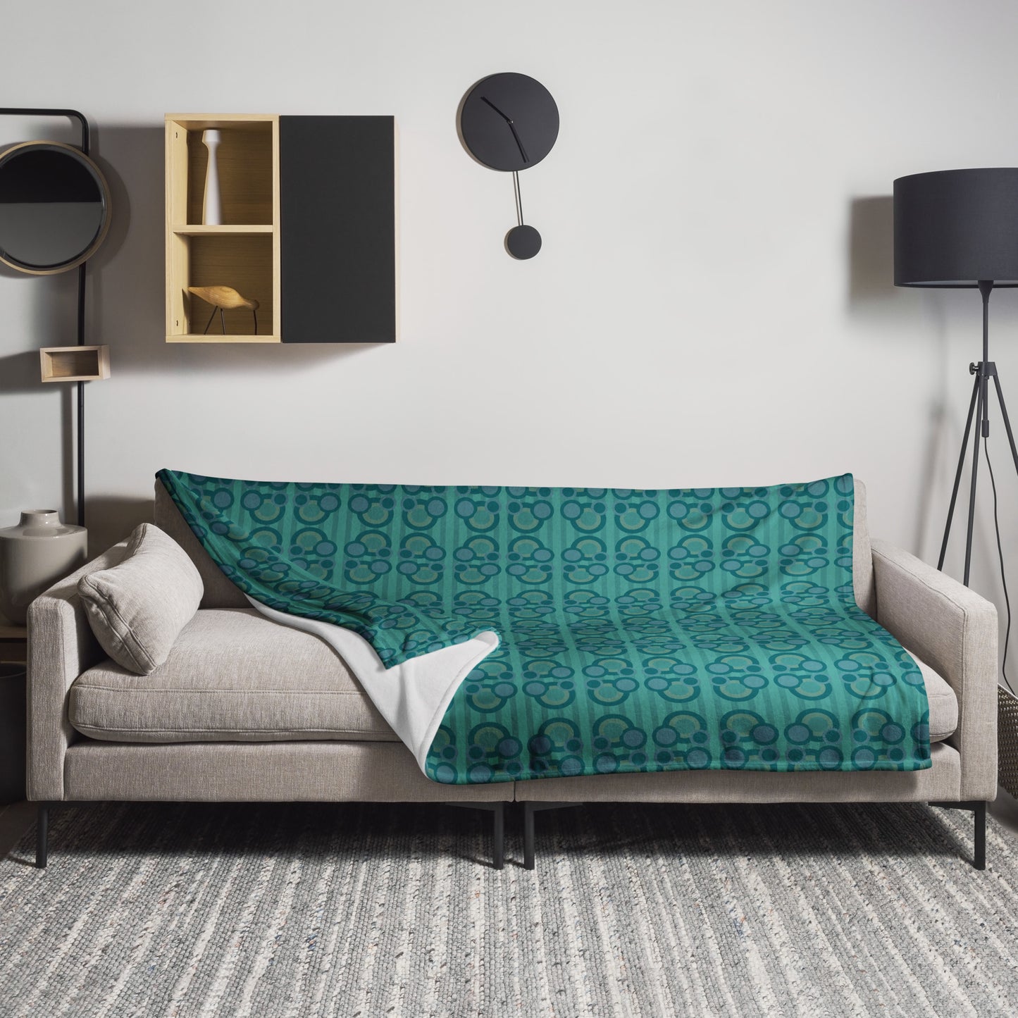 Teal Circle Pattern Throw Blanket
