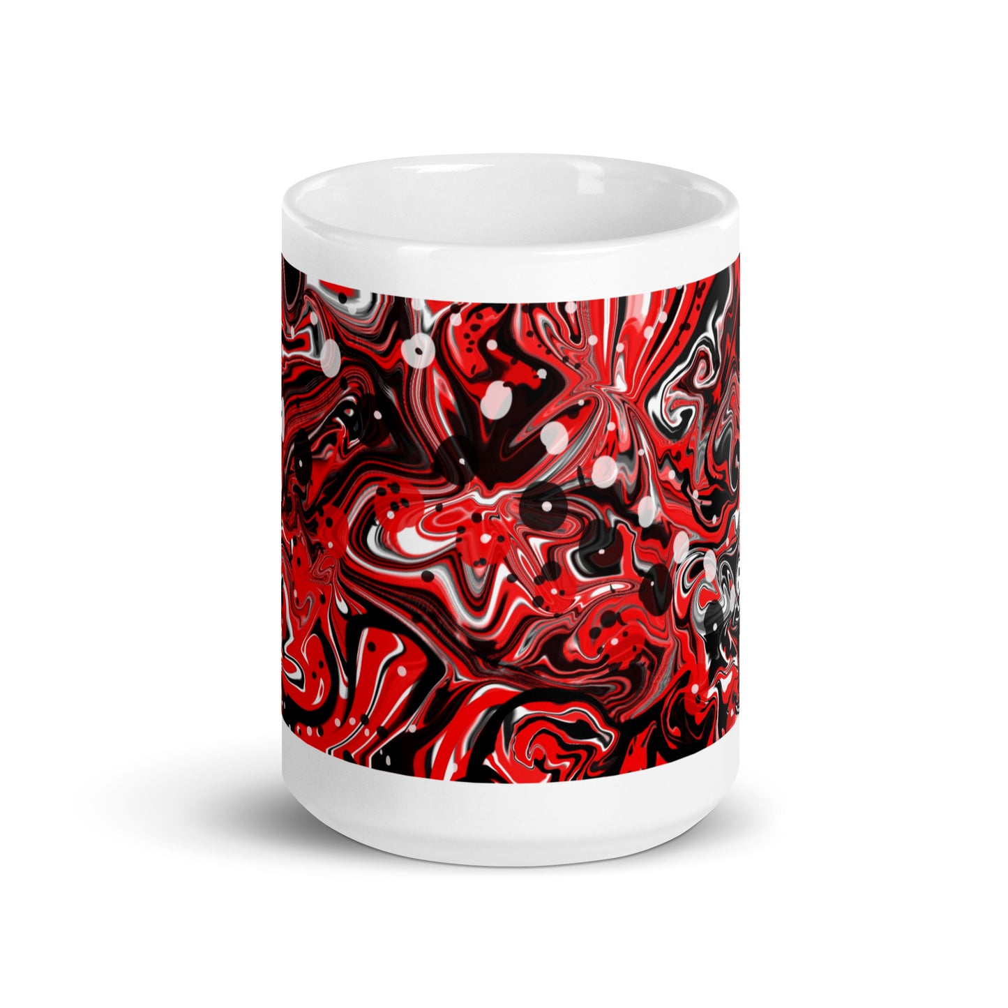 Red Black and White glossy abstract mug