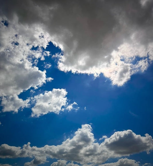 sky blue with clouds