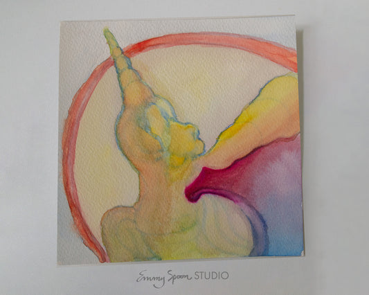 Ascent (2026) — Original Watercolor, 6×6 in
