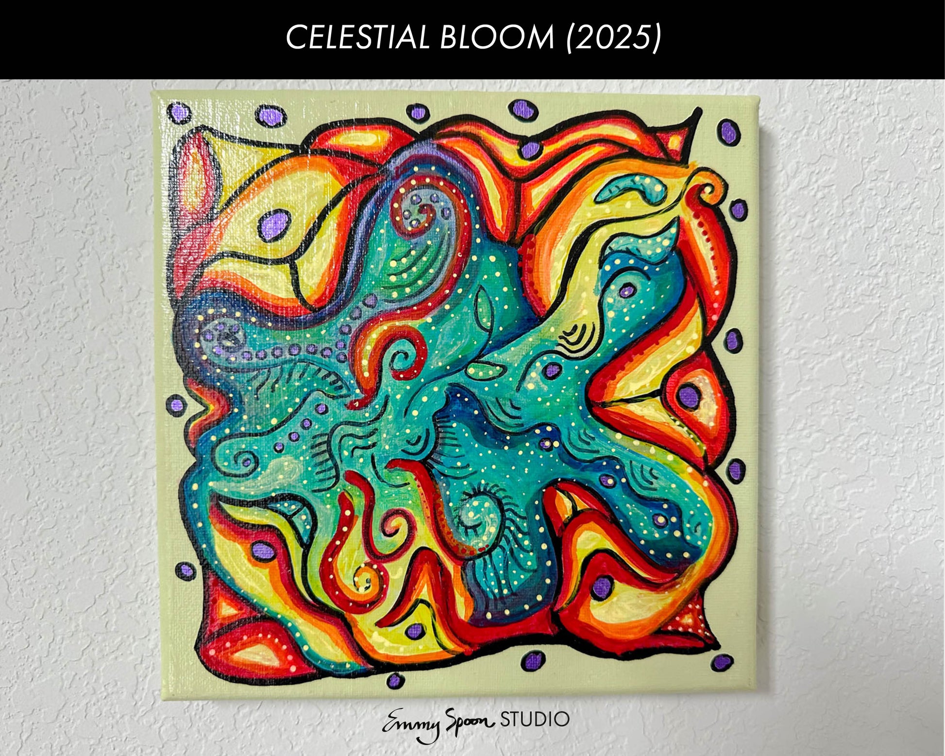 Celestial Bloom – 8x8 Original Abstract Acrylic Painting by Emmy Spoon