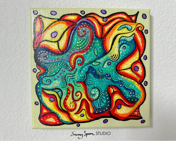 Celestial Bloom – 8x8 Original Abstract Acrylic Painting by Emmy Spoon