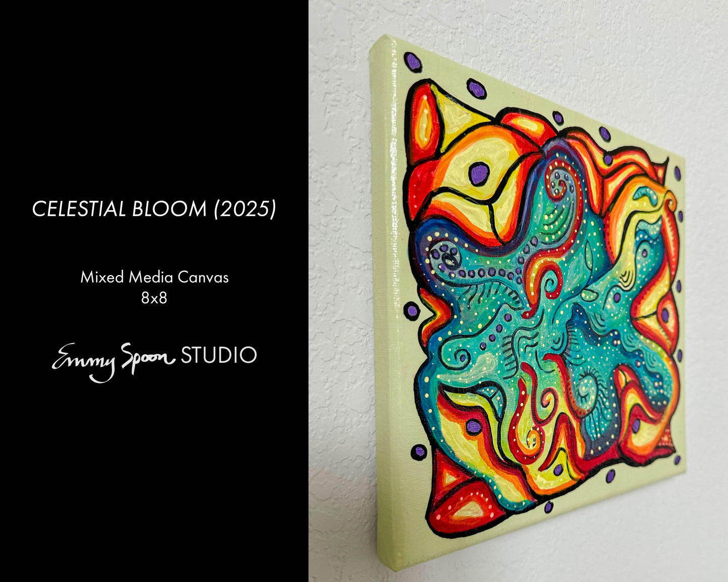 Celestial Bloom – 8x8 Original Abstract Acrylic Painting by Emmy Spoon