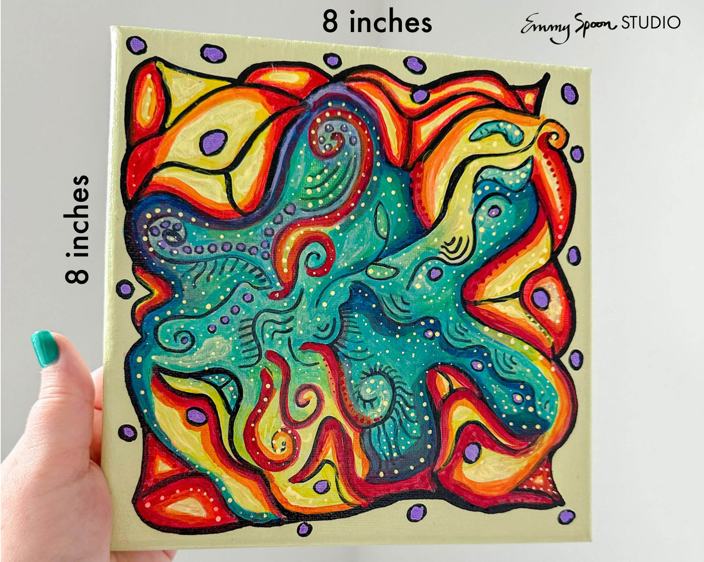 Celestial Bloom – 8x8 Original Abstract Acrylic Painting by Emmy Spoon