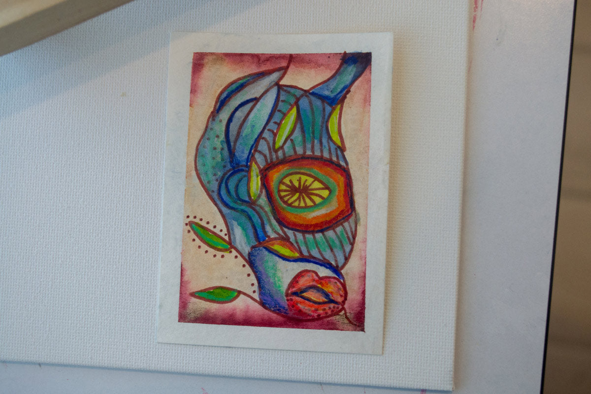 Echo Beneath the Veins Mixed Media on Watercolor paper ©2025 by Emmy Spoon