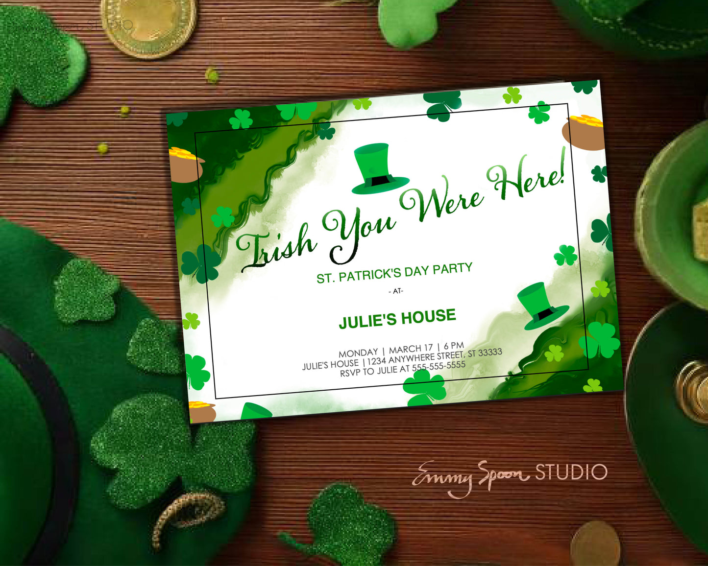 Irish You Were Here – St. Patrick’s Day Party Invitation (Editable PDF Download)