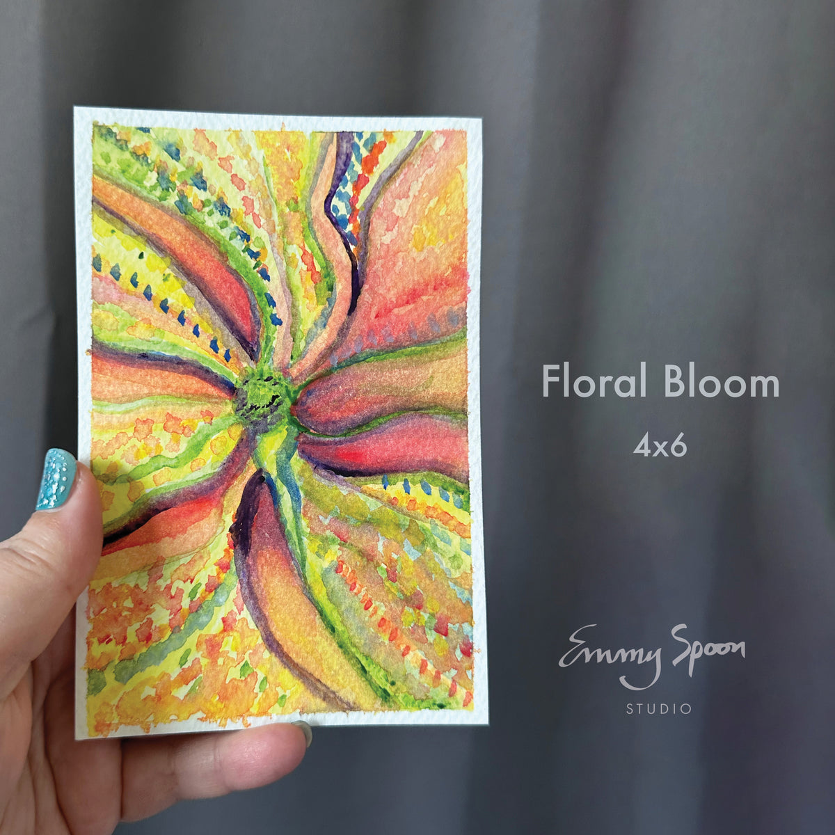 Floral Bloom (2022) Original Mixed Media on Watercolor Paper