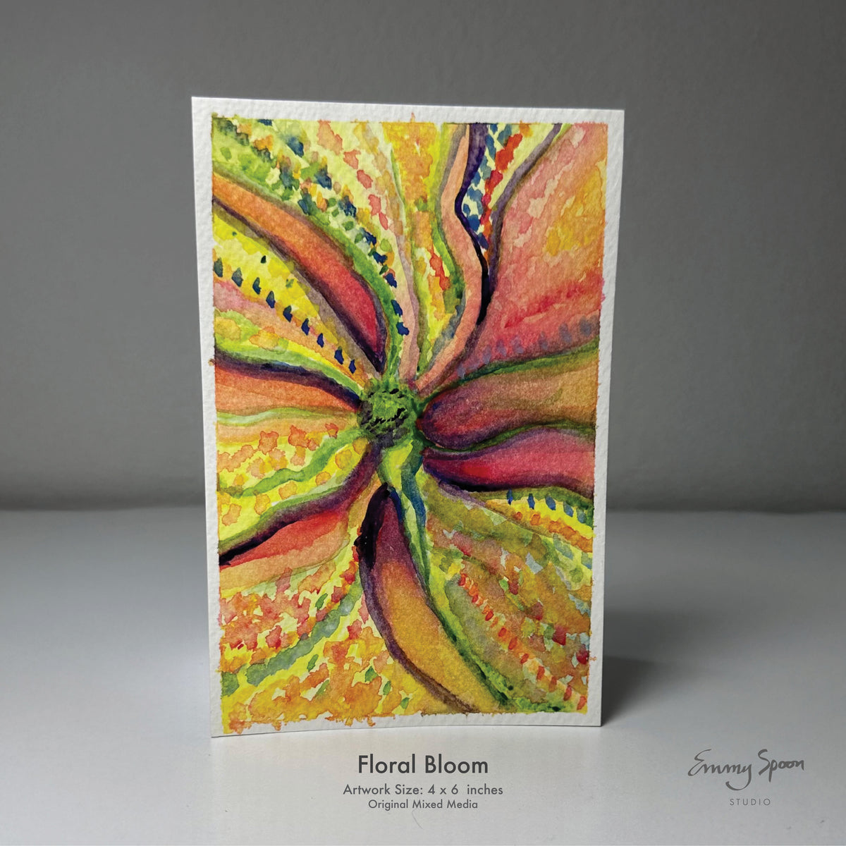 Floral Bloom (2022) Original Mixed Media on Watercolor Paper