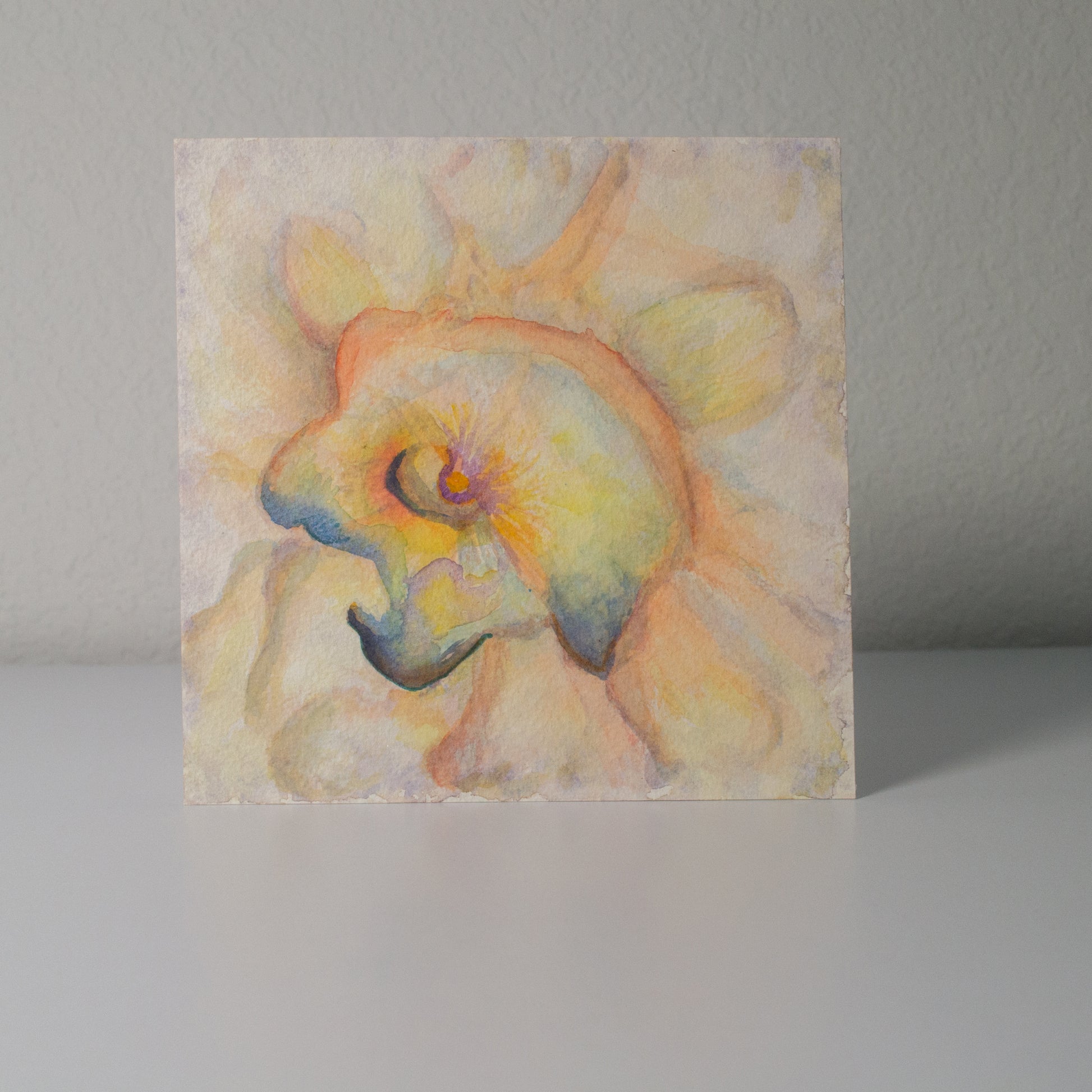 Forgotten Bloom (2026) — Original Watercolor & Mixed Media, 6×6 in 