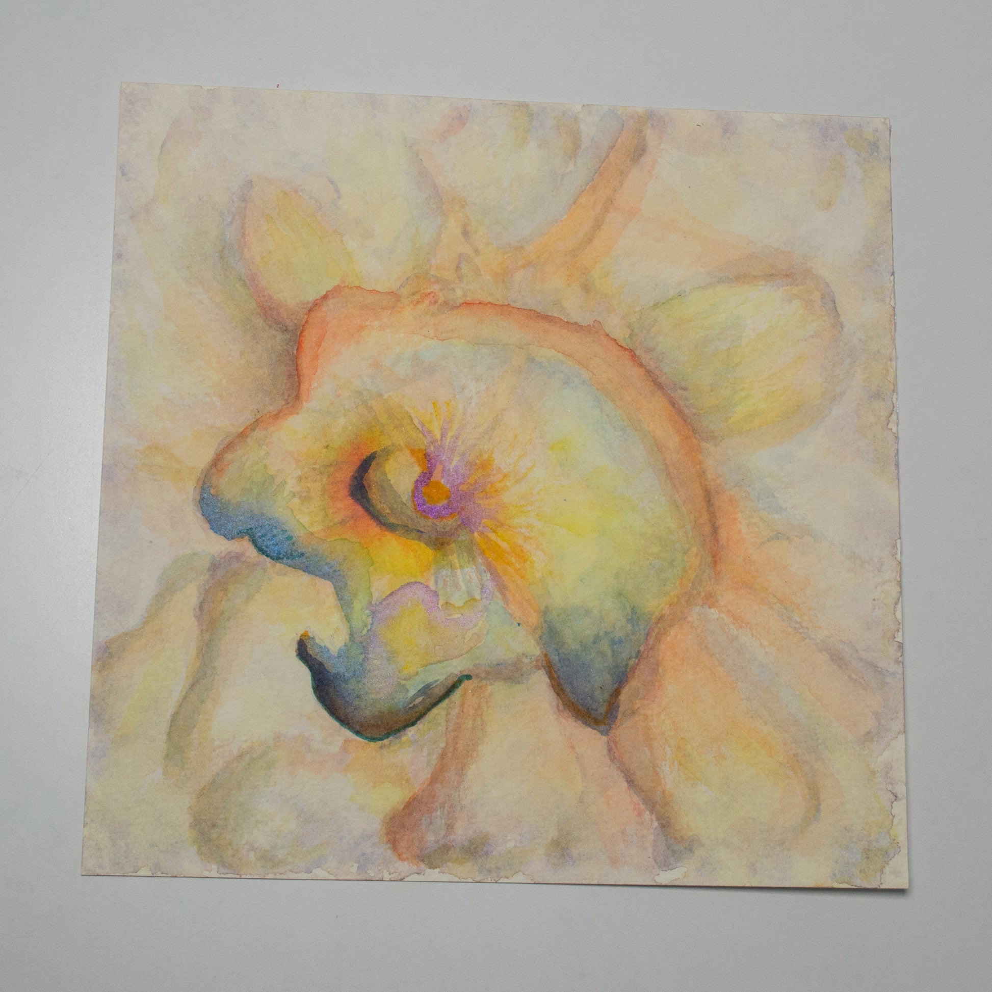 Forgotten Bloom (2026) — Original Watercolor & Mixed Media, 6×6 in 