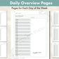 Daily Overview Pages - Pages for Each Day of the week - Sunday, Monday, Tuesday, Wednesday, Thursday, Friday, Saturday, by Emmy Spoon Studio
