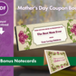 Mother's Day Editable Coupons with Bonus Blank Notecards, Personalized Coupons, Digital Download