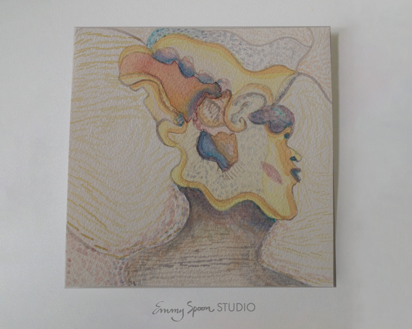 Presence (2026) — Original Watercolor & Mixed Media, 6×6 in