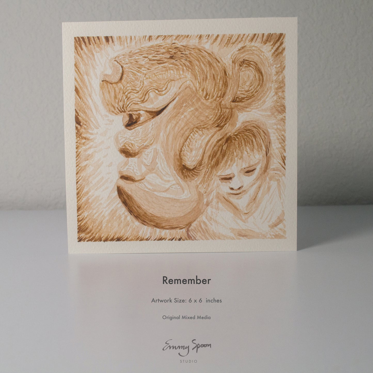 Remember (2026) — Original Ink Wash, 6×6 in