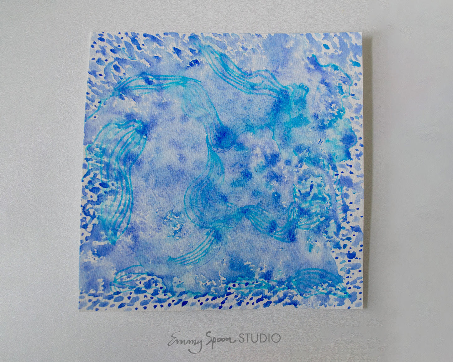 Undercurrent (2026) — Original Watercolor & Mixed Media, 6×6 in