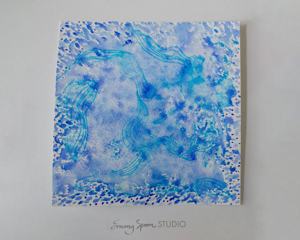 Undercurrent (2026) — Original Watercolor & Mixed Media, 6×6 in