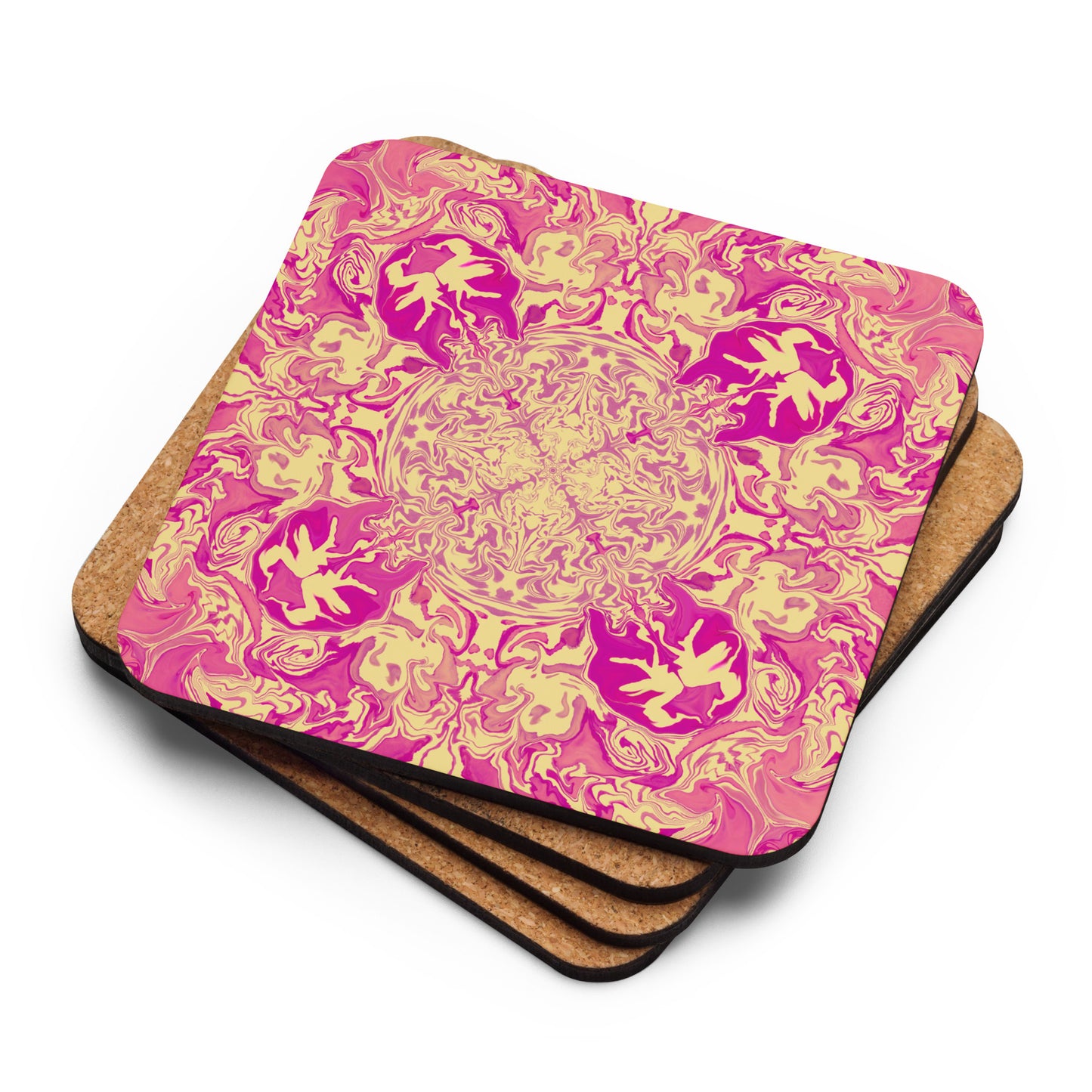Golden Bloom Cork-back coaster