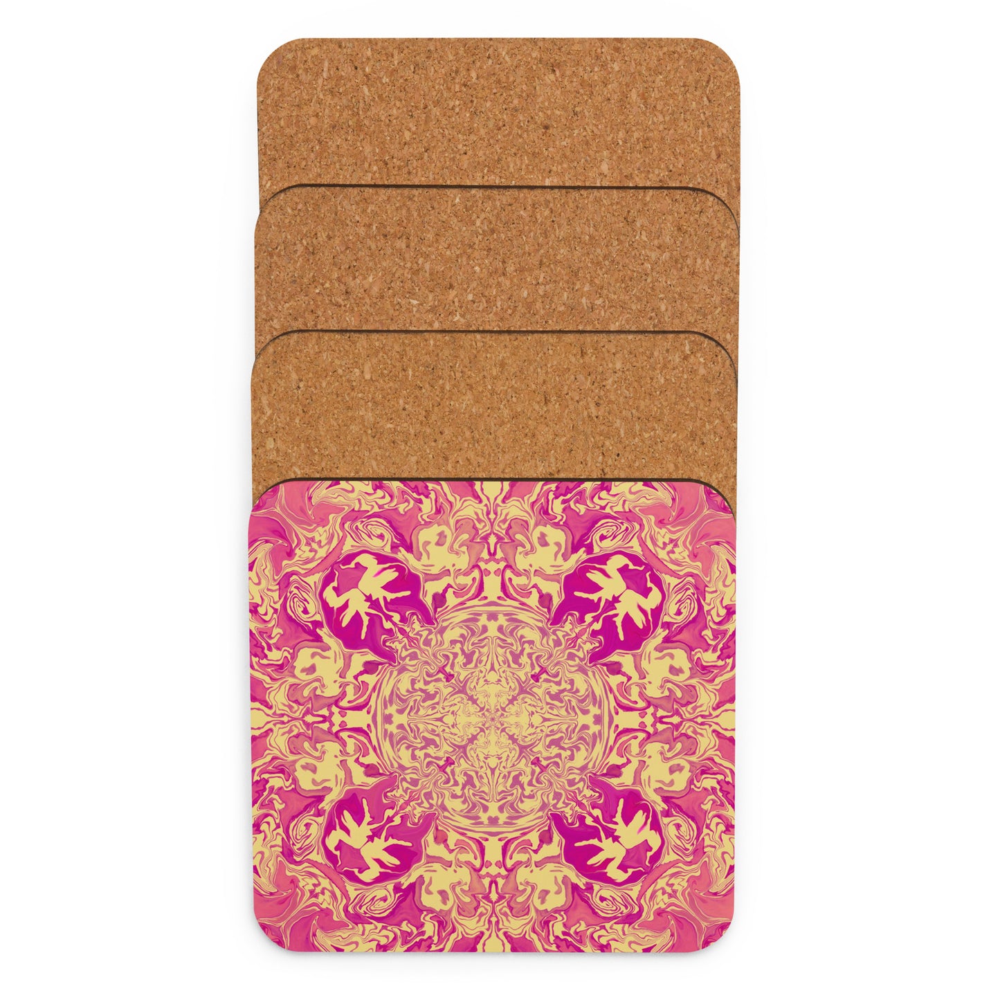 Golden Bloom Cork-back coaster