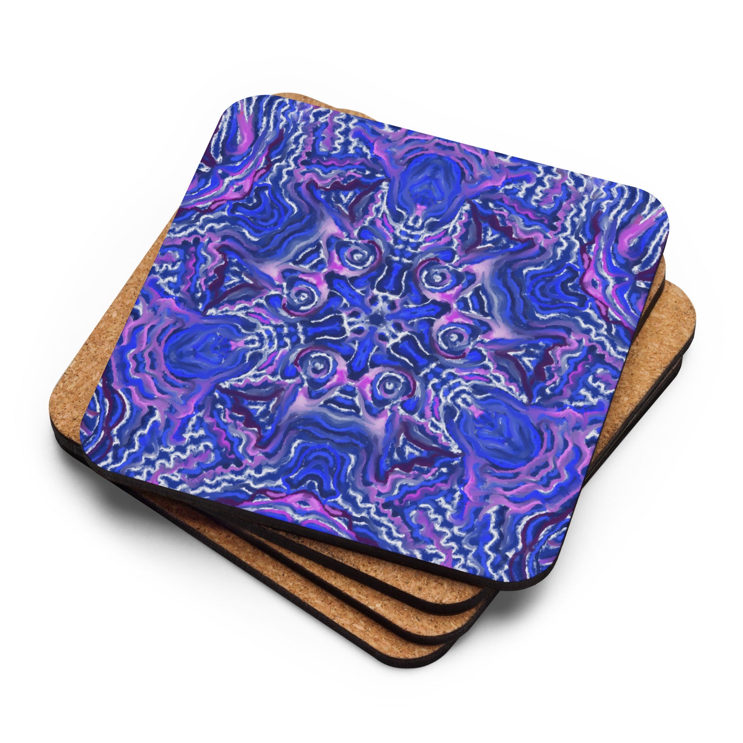 Indigo Flow Cork-back coaster