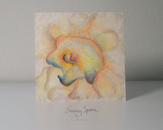 Forgotten Bloom (2026) — Original Watercolor & Mixed Media, 6×6 in 