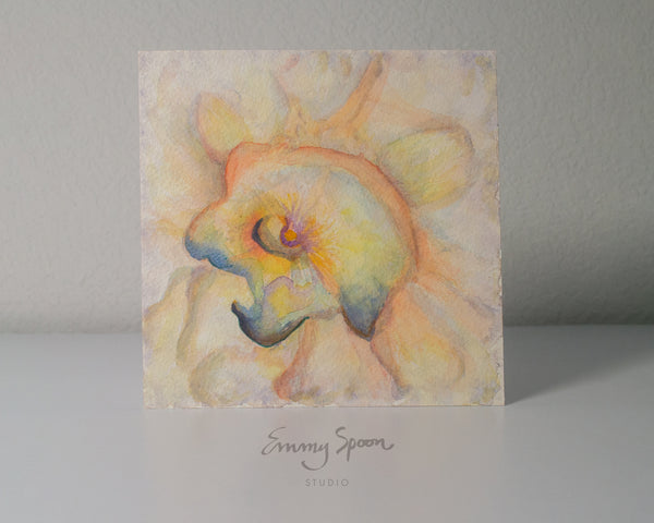 Forgotten Bloom (2026) — Original Watercolor & Mixed Media, 6×6 in 
