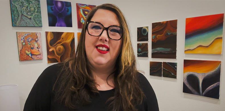 Load video: Emmy Spoon gives insight to more about the creation of her work in her Texas studio.