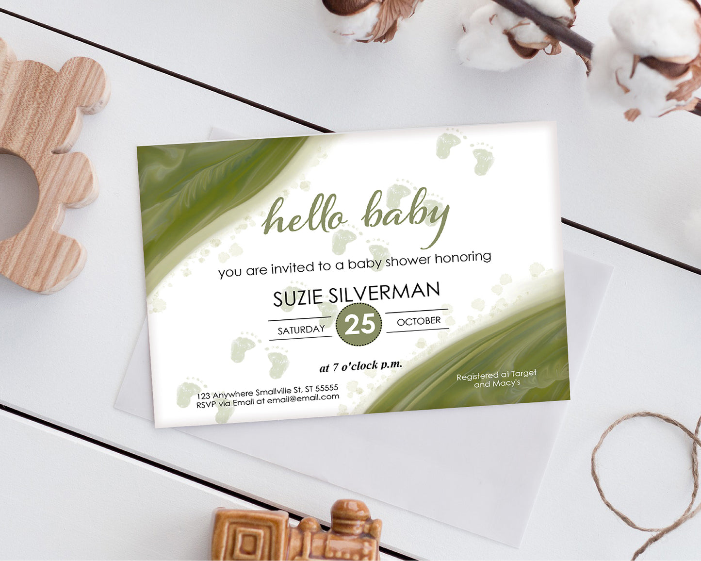 Editable Neutral Baby Shower Invite