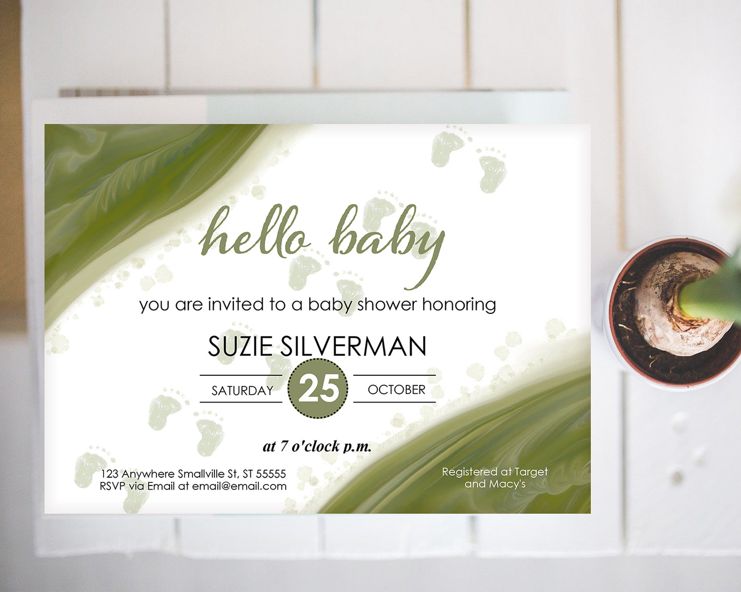 Editable PDF Neutral Baby Shower Invite