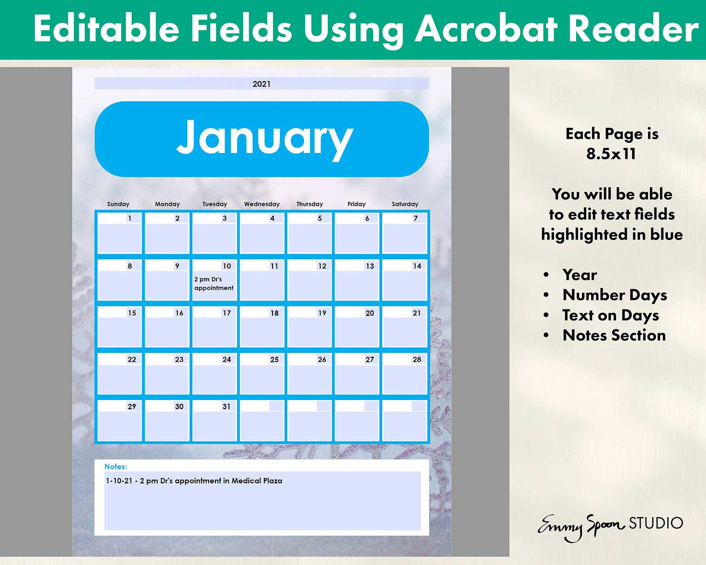 Blank Editable Calendar Download with Bonus Paper Pack