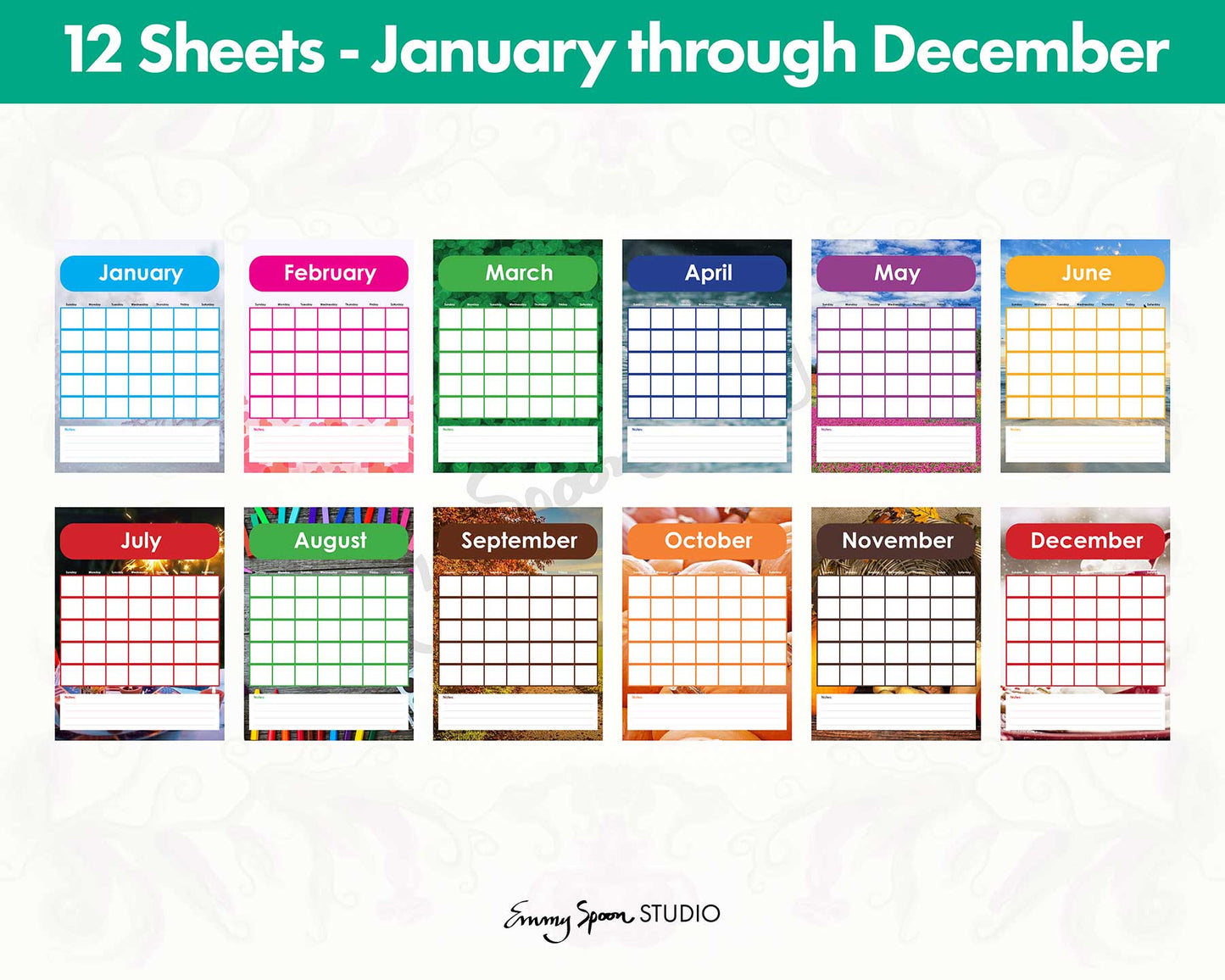 Blank Editable Calendar Download with Bonus Paper Pack