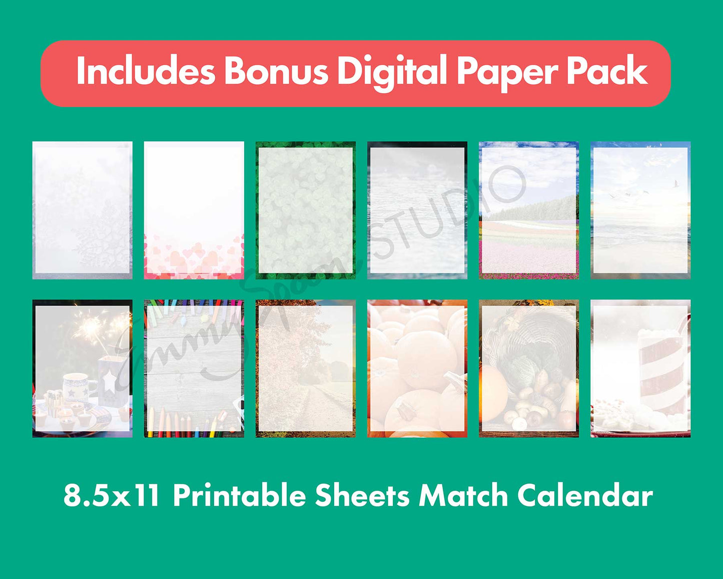 Blank Editable Calendar Download with Bonus Paper Pack