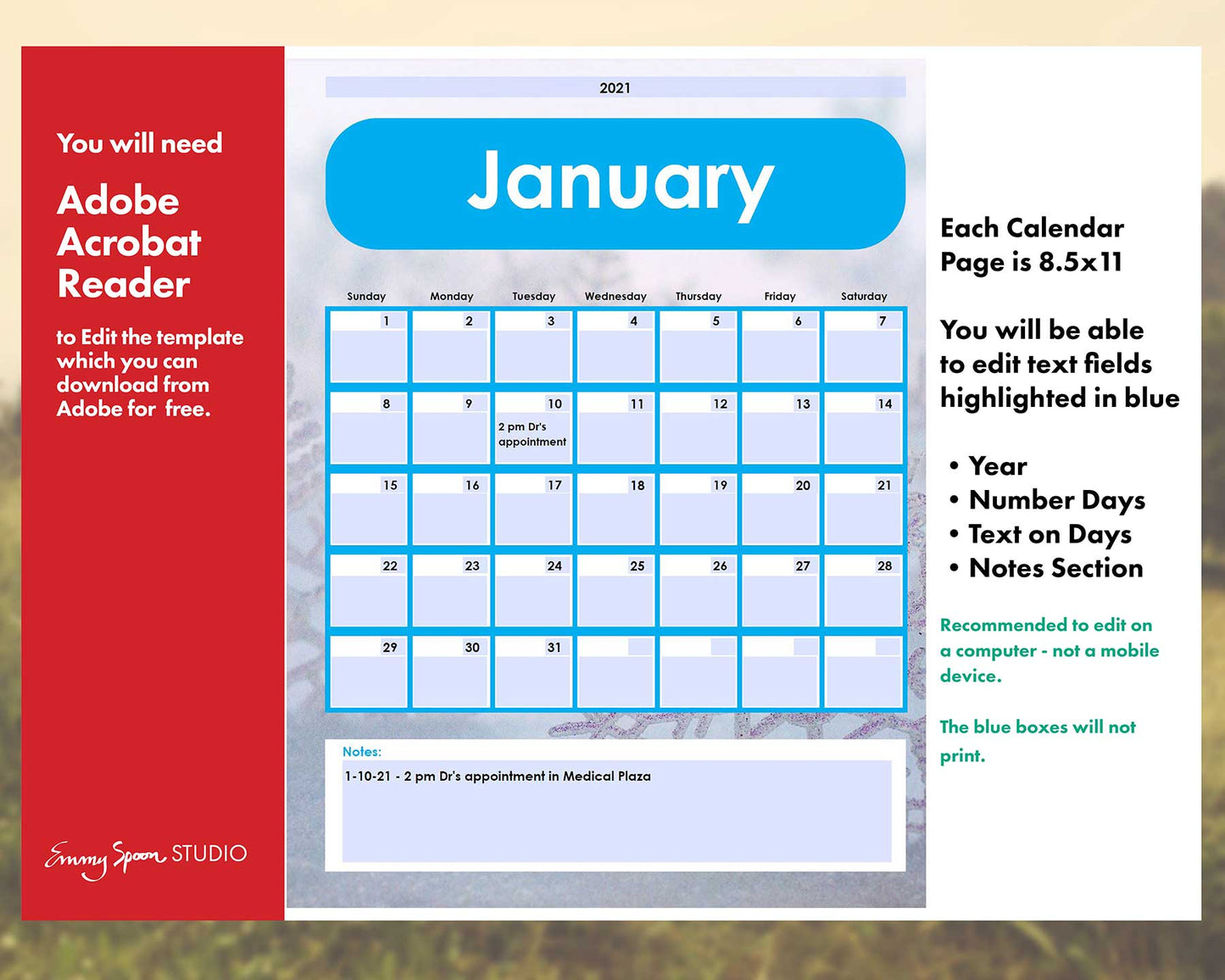 Blank Editable Calendar Download with Bonus Paper Pack