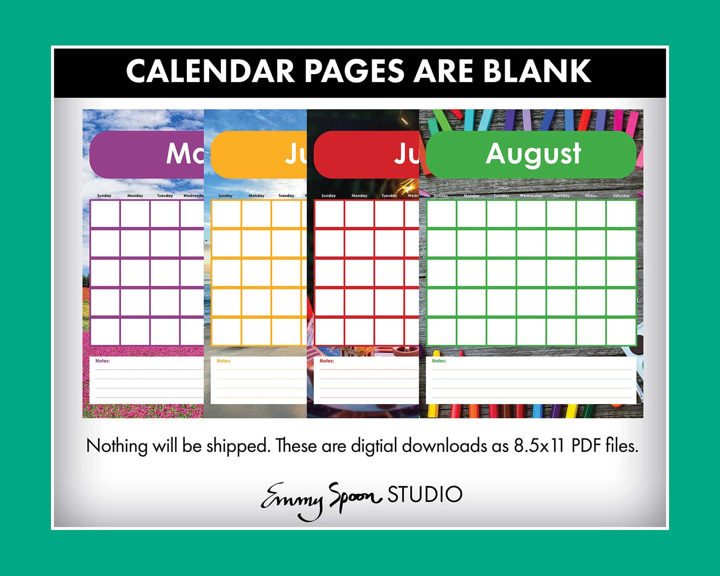 Blank Editable Calendar Download with Bonus Paper Pack