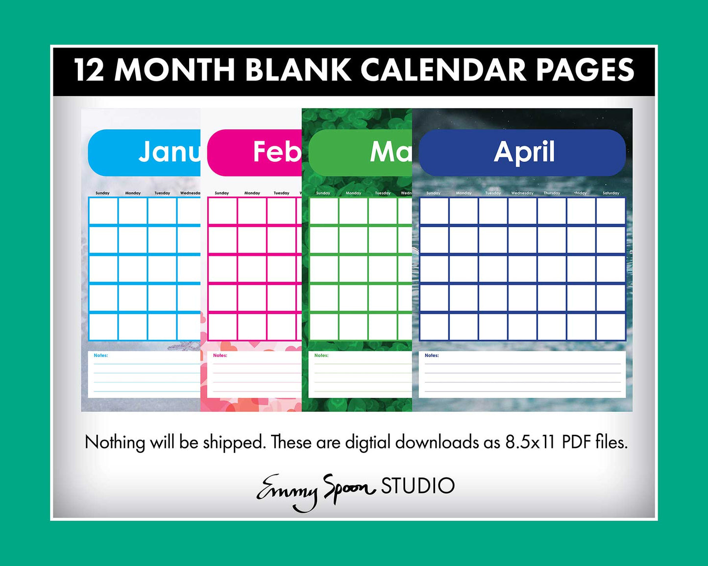 Blank Editable Calendar Download with Bonus Paper Pack