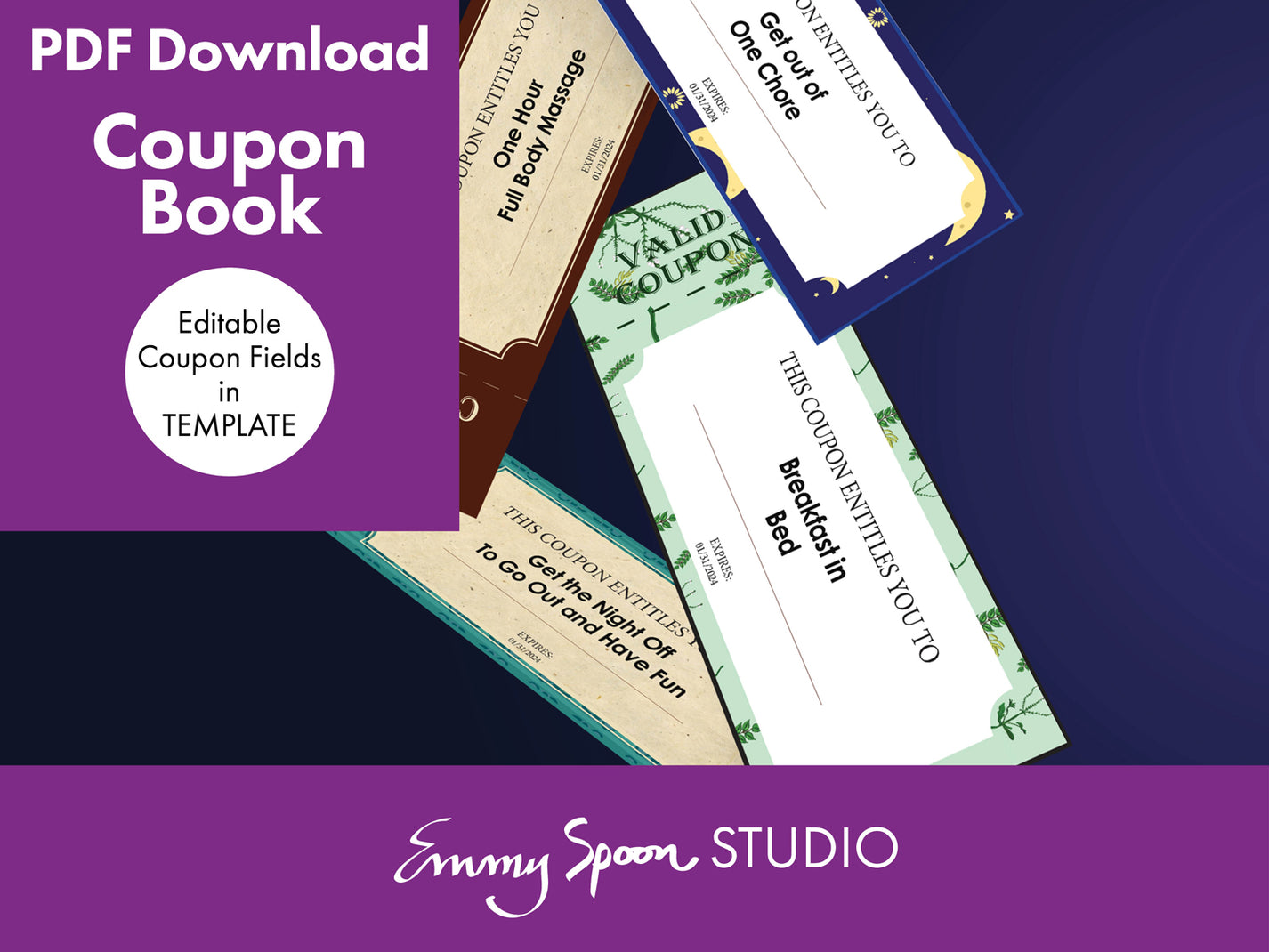 Family Coupon Book Template, Editable, PRINTABLE PDF document – Emmy ...