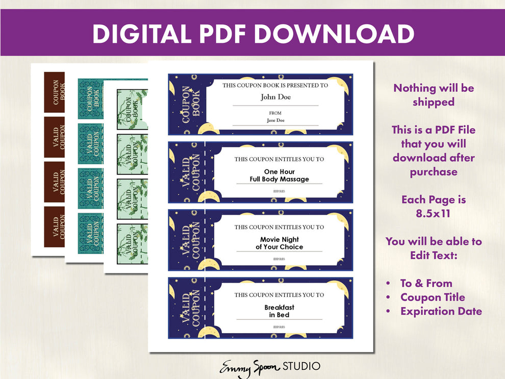 Family Coupon Book Template, Editable, PRINTABLE PDF document – Emmy ... Family Coupon Book Template, Editable, PRINTABLE PDF document – Emmy ...