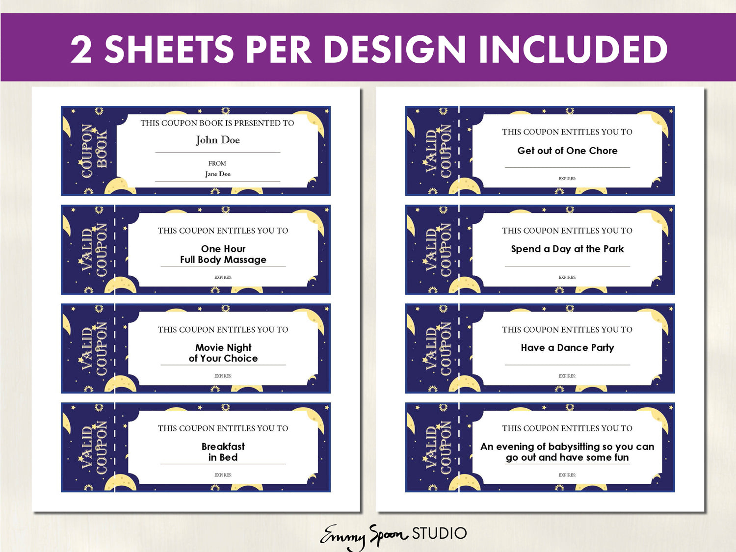 Family Coupon Book Template, Editable, PRINTABLE PDF document – Emmy ...